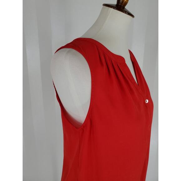 DANIEL RAINN Women's Pinkish Red Sleeveless Button Up Sheer Top Sz S - Picture 6 of 9
